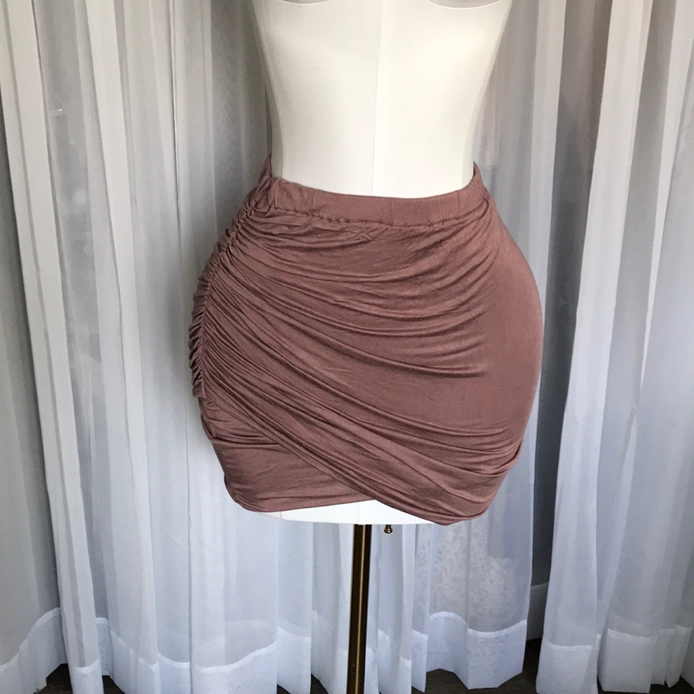 Mauve Side Ruched Wrap Skirt